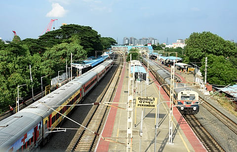 Ariel view of Perambur Railway station.