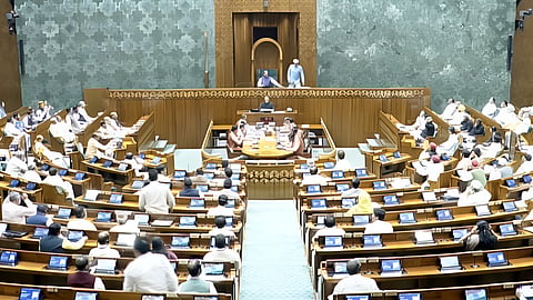 Lok Sabha proceedings underway as part of the three-day special session of Parliament, Thursday, April 16, 2026.