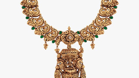 Necklace with traditional motifs, with temple inspiration
