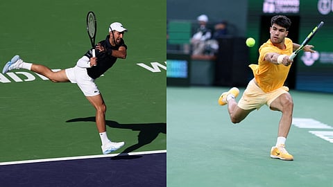 Novak Djokovic (L) and Carlos Alcaraz.