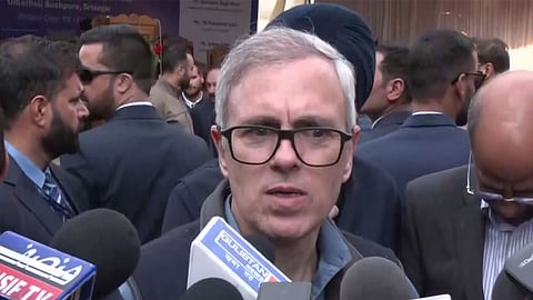 Jammu and Kashmir Chief Minister Omar Abdullah speaks to mediapersons in Srinagar.