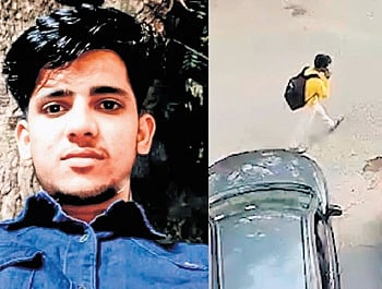 The accused, Rahul Meena, was seen exiting the building, holding his phone to his ear, appearing to be in conversation. 