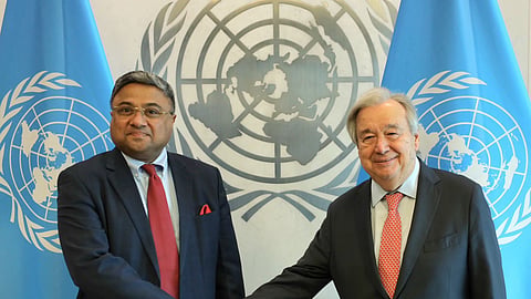 Secretary (West) Sibi George meets with Antonio Guterres