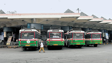 The Mahatma Gandhi Bus Station wears a deserted look with sparse passenger movement on the second day of the TGSRTC employees strike in Telangana. 