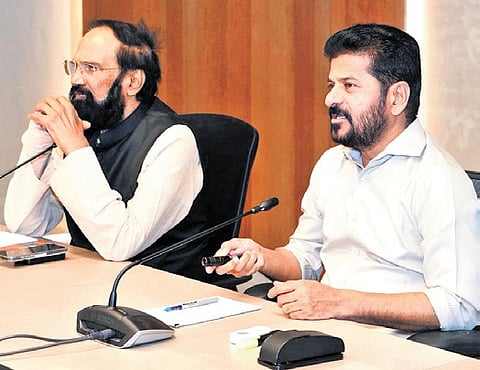 CM Revanth asked Uttam to write to Union Minister G Kishan Reddy seeking his intervention with the Maharashtra government. 