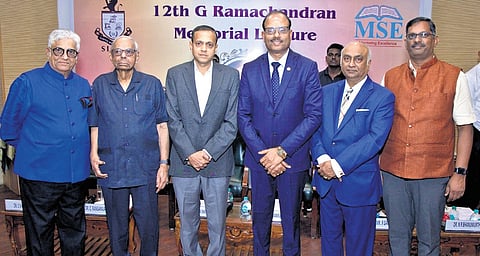 Swaminathan J (fourth from left) with other dignitaries at the event 