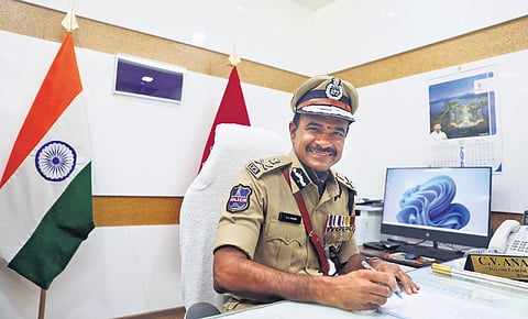 IPS officer CV Anand assumes charge as the Director General of Police (DGP) of Telangana at the State Police headquarters in Hyderabad.