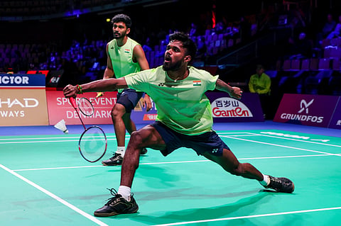 Hariharan Amsakarunan and MR Arjun during the Thomas Cup
