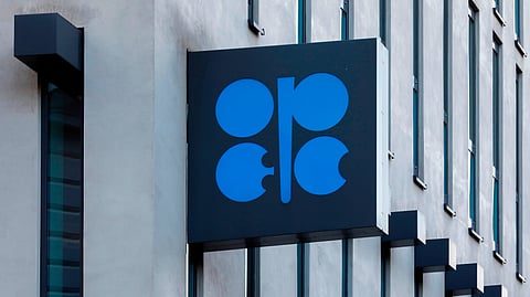 The logo of the Organization of the Petroleum Exporting Countries (OPEC) is displayed outside of OPEC's headquarters in Vienna, Austria, Thursday, March 3, 2022.