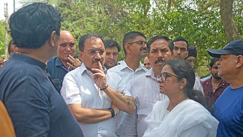 Delhi BJP president Virendra Sachdeva visits the incident spot.