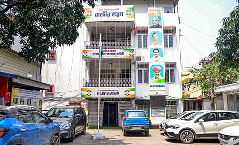 A deserted view of Rajiv Bhawan, the Assam Pradesh Congress Committee office, on the day of Assembly election results, in Guwahati, Monday, May 4, 2026.