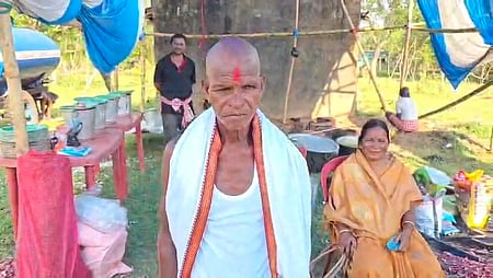 Jitu Munda after he underwent the purification ritual~Ganesh Ram Singhkhuntia at Dianali village
