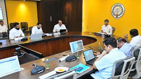 CM Chandrababu Naidu chairs the SIPB meeting at the Secretariat on Wednesday.