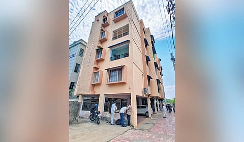 The Basant Villa apartment building in the Jharpada Canal road area, where the fire erupted.