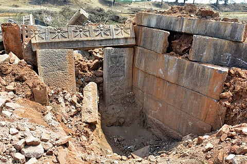 The Kakatiya-era Lord Shiva Temple was demolished by a contractor in the Ashok Nagar village in the Khanapur mandal in Warangal.