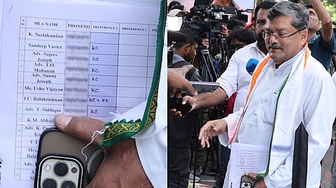 AICC observer Mukul Wasnik with documents related to Congress MLAs’ support for the next CM of Kerala.