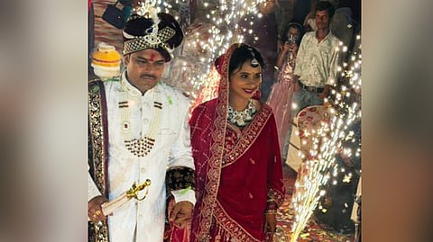 Firoza Khatoon with her husband Dharmendra Singh.