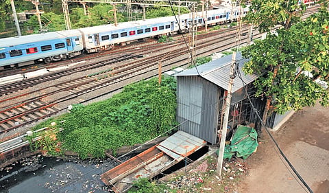 The motor shed set up near the Mullassery canal’s eastern section.