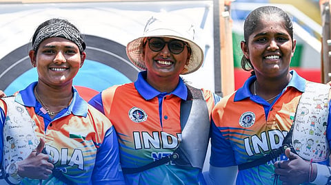 From left: Ankita Bhakat, Deepika Kumari and Kumkum Mohod.