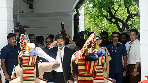 Guard of honor received by newly elected Chief Minister of Tamil Nadu, C. Joseph Vijay , at the Secretariat.