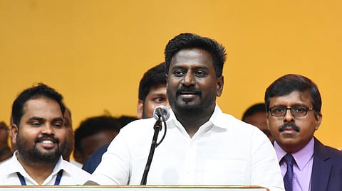 TVK Minister Raj Mohan. 