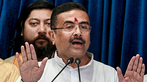 West Bengal Chief Minister Suvendu Adhikari addresses a press conference.