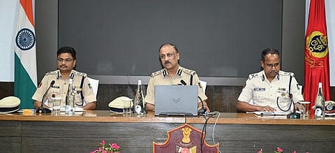 DGP YB Khurania along with other senior police officials during the meeting 