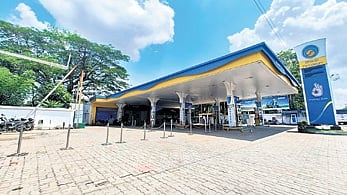 A petrol pump wears a deserted look after it ran dry of fuel, near 
Kalpana Square in Bhubaneswar on Tuesday.