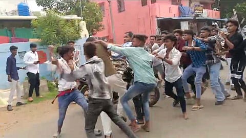 A gang of migrant workers involved in a scuffle at Indira Nagar; injured DMK cadre Jagadeesh at the hospital.