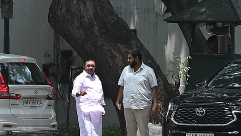 MM Hassan senior congress leader from Keralam after meeting with Sonia gandhi for a meeting of Keralam Congress, in New Delhi on Tuesday.