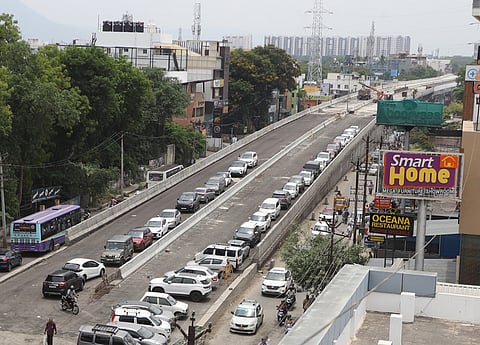 Coimbatore: Picture of under construction Saibaba colony flyover in Coimbatore.