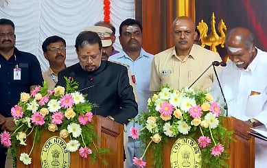 Lt Governor K Kailashnathan administered the oath of office to Chief minister.