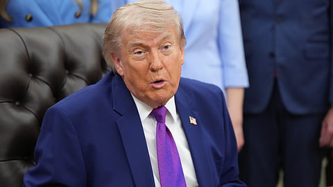 President Donald Trump speaks at an event about maternal healthcare, Monday, May 11, 2026, in the Oval Office of the White House, in Washington.