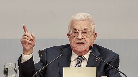 Palestinian president Mahmud Abbas delivers a speech during the eighth Fatah Conference in the Israeli-occupied West Bank city of Ramallah on May 14, 2026.
