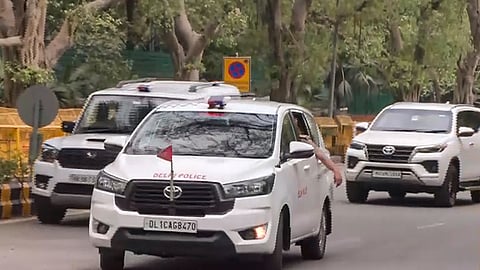 Shah’s curtailed convoy in view of PM Modi’s appeal for austerity.