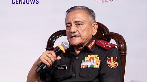 Chief of Defence Staff General Anil Chauhan speaks during the Kalam & Kavach 3.0 defence dialogue in New Delhi, Thursday, May 14, 2026.