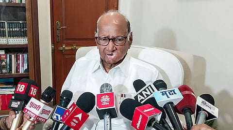 NCP (SP) chief Sharad Pawar speaks to the media.