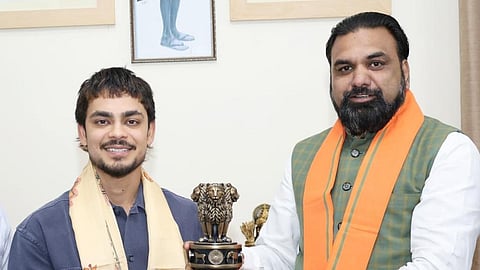 Bihar chief minister Samrat Choudhary and cricketer Ishan Kishan