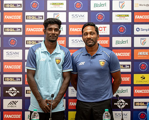 Chennaiyin FC's forward Prakadeswaran & head caoch Clifford Miranda