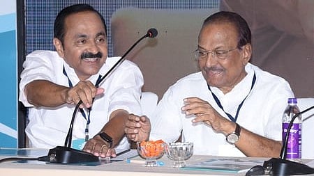 Kerala CM designate VD Satheesan with IUML leader PK Kunhalikutty.