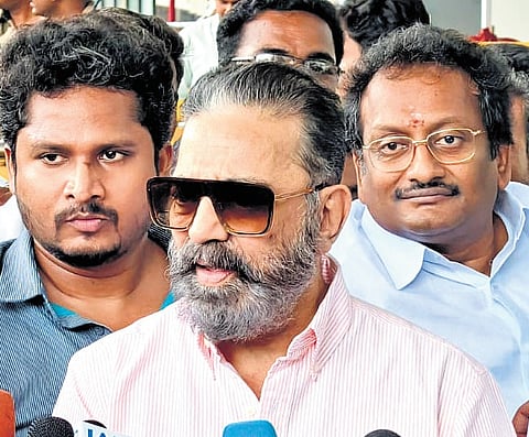 MNM founder-president Kamal Haasan during a presser on Sunday 