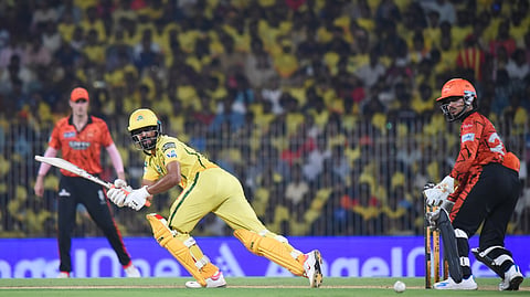 Match between CSK and SRH in progress at the MA Chidambaram Stadium on Monday