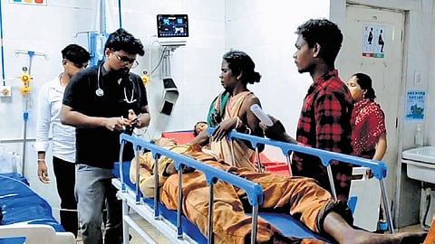 Victim Basanta Khila and his family members at Malkangiri DHH 