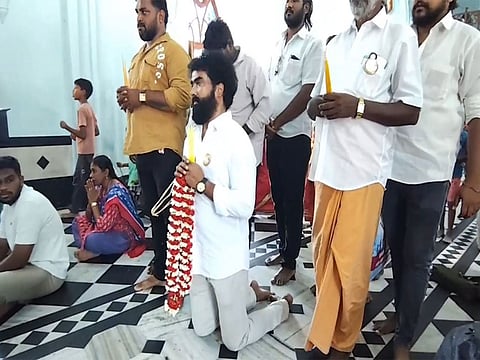TVK functionary fulfils vow at church by walking on Knees after Vijay's assembly election victory