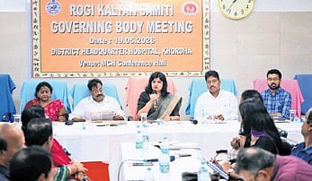 Bhubaneswar MP Aparajita Sarangi at the Rogi Kalyan Samiti governing body meeting on Tuesday.