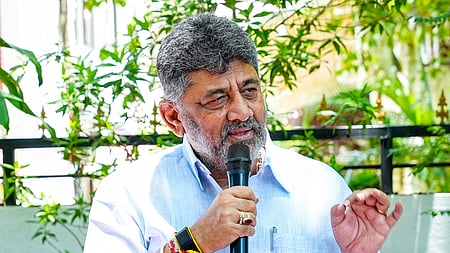 Karnataka Deputy Chief Minister D.K. Shivakumar meets representatives of Bidadi farmers regarding the Greater Bengaluru Integrated Suburban Project (Bidadi Township) at the Government Home Office on Kumarapark, in Bengaluru, on Wednesday, May 20, 2026.