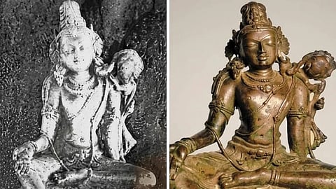 The bronze idol was originally discovered in 1939 near the iconic Laxman Temple complex in Sirpur, a renowned archaeological site in Chhattisgarh’s Mahasamund district. 