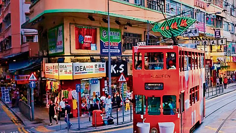 A tram in Wan Chai