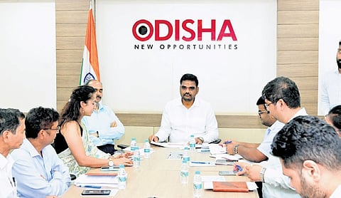 Industries Minister Sampad Chandra Swain reviewing the implementation status