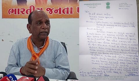 Gujarat BJP MP Mansukh Vasava and the letter he wrote to Gujarat Home Minister Harsh Sanghavi.